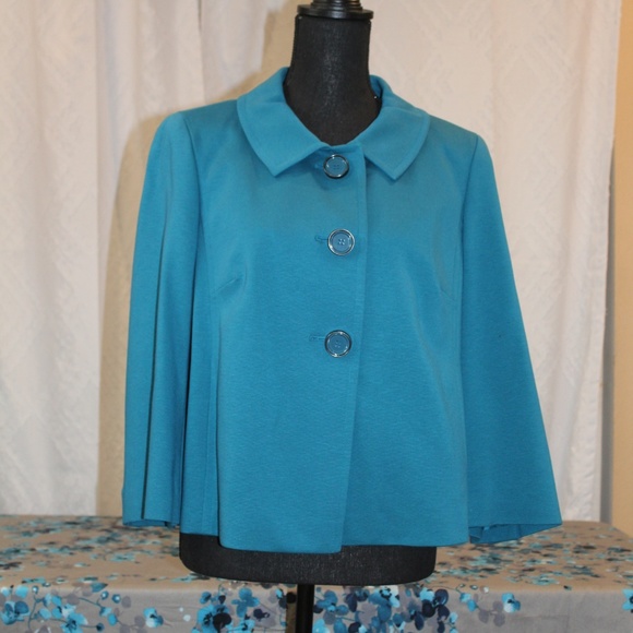Talbots Teal Button down Jacket with fluted Sleeve - Picture 2 of 6